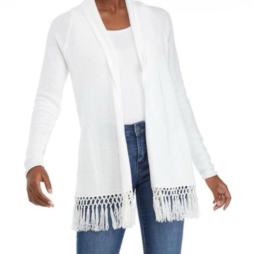 Lilly Pulitzer Tatum Fringe Cardigan Resort White